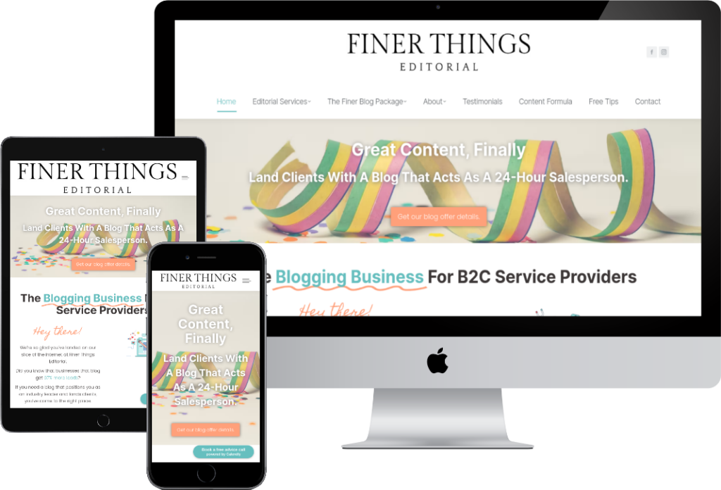 Finer Things Editorial site on devices
